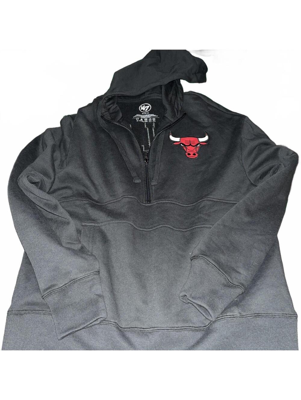 '47 NBA Chicago Bulls Men's Embroidered Double Hoodie Black